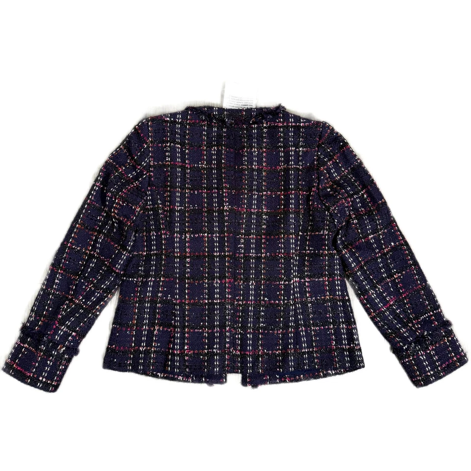 Anne Klein Tweed Kissing Front Jacket with Fringe Royal Purple - Size 6 - $189 - Image 3 of 4