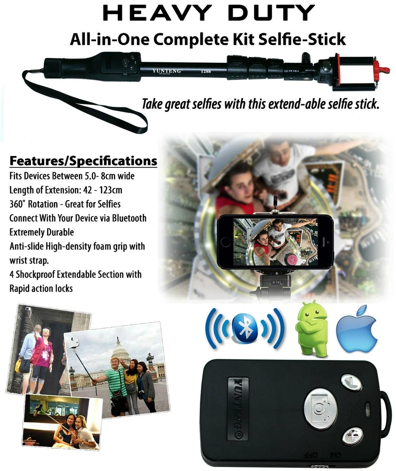 Selfie Stick Heavy Duty Monopod + Bluetooth Wireless Remote for All LG Phones - Image 2 of 4