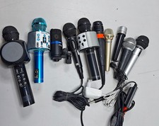 Lot of 10 Assorted Microphones - Untested, Signs of Use, Various Color and Model
