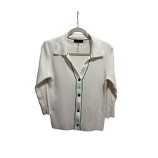 Cable  Gauge Womens Cardigan Cream Button Down Collar