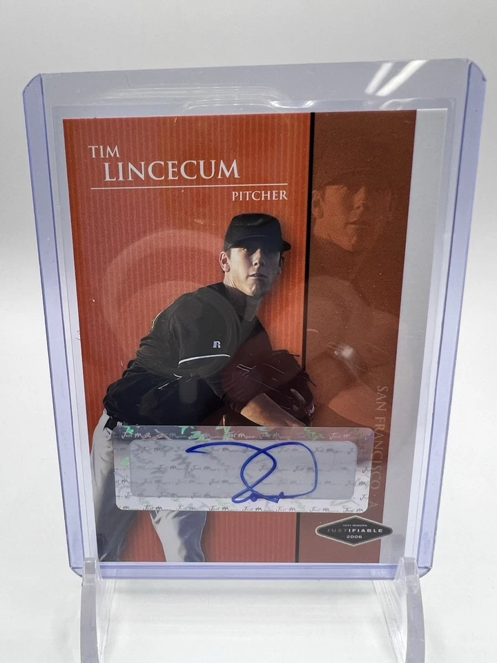 2006 Justifiable Tim Lincecum #JF-22 RC Auto Rookie Autograph SF Giants Freak! - Image 2 of 4