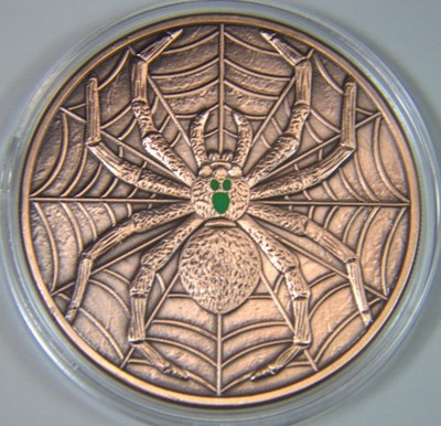 5oz Glow in the Dark Spider Colorized .999 Copper Round in Airtite Capsule NEW!