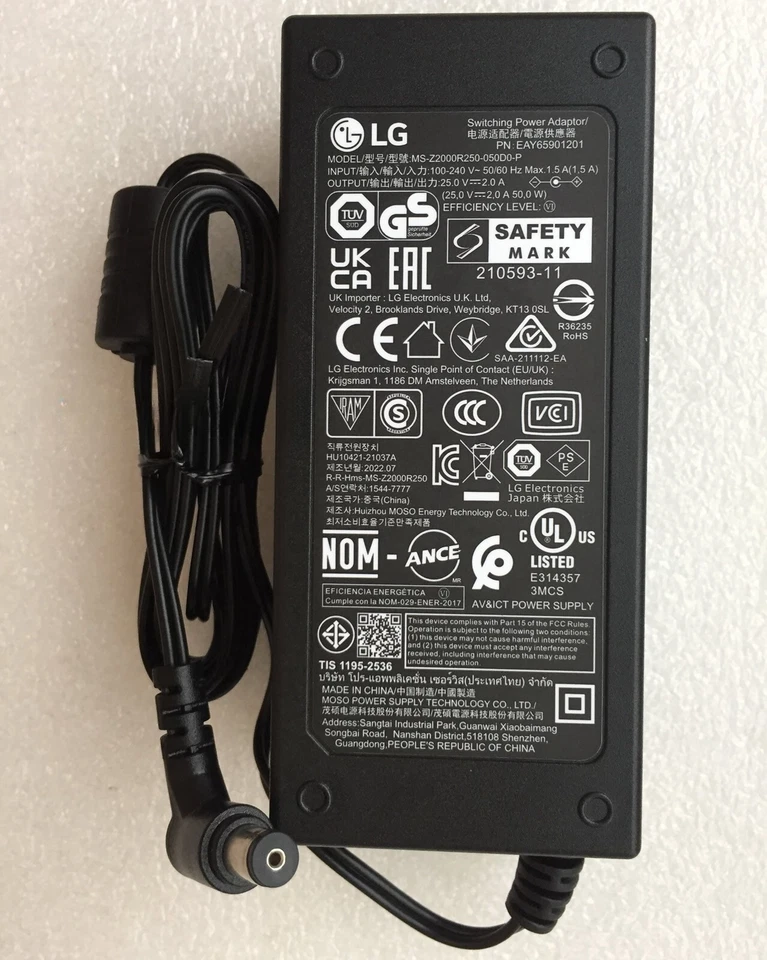 New Original OEM LG S65Q Sound Bar MS-Z2000R250-050D0-P 25V 2A 50W Adapter&Cord@ - Image 2 of 4
