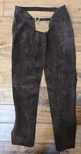 Devon Aire Chaps Medium Brown English Western Suede Leather Full Zip Riding Show