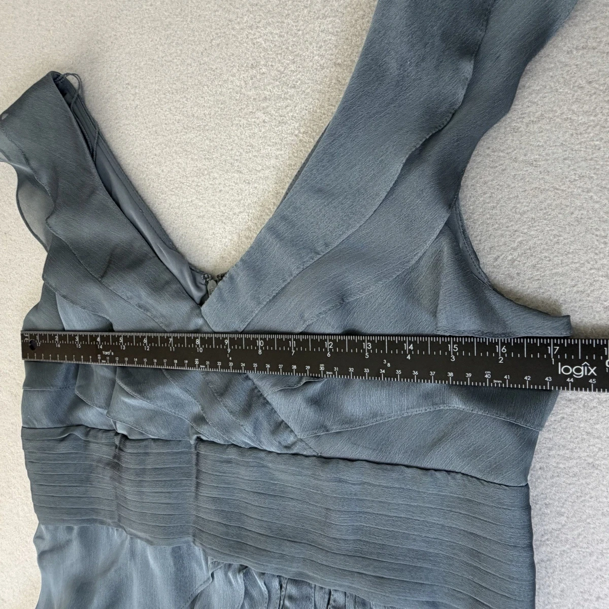 Vestido formal Adrianna Papell Ocasiones azul con volantes en capas para mujer talla 12P