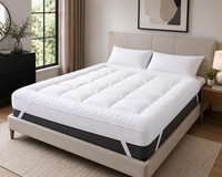 Double Mattress Topper Microfiber - Hypoallergenic, 5cm Deep, Elastic Corners