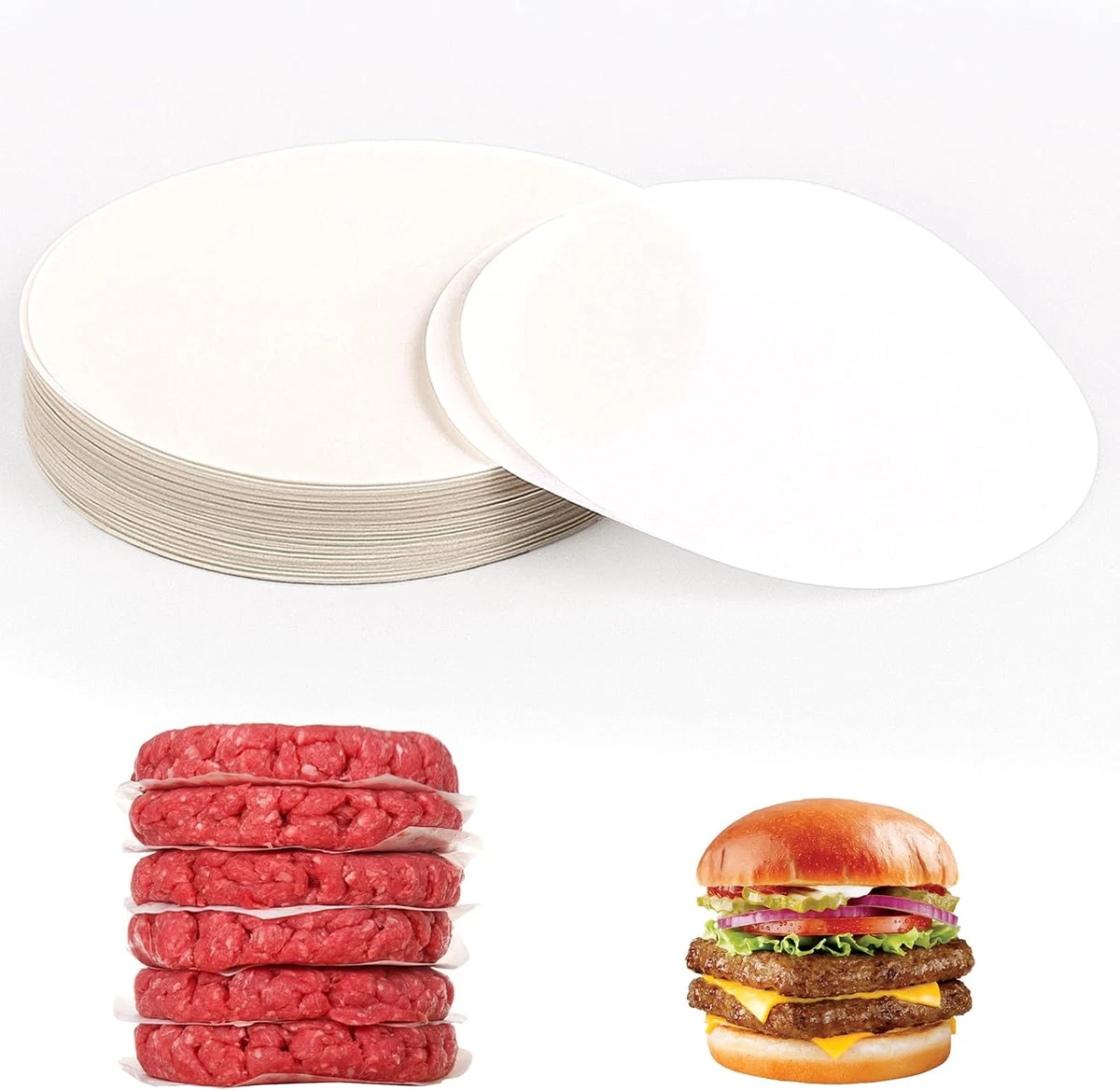 500 piezas de papel para hamburguesas, hojas de papel para hamburguesas redondas blancas de 5 pulgadas sin