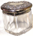 Vintage Sterling Silver Heart Dresser Jar Glass Vanity Trinket Jar Collectible — photo 2