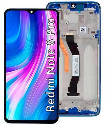Für Xiaomi Redmi Note 8 Pro LCD Bildschirm Display Touchscreen Rahmen 2 Sim Blau