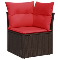 Garten-Ecksofa Mit Kissen Braun Poly Rattan