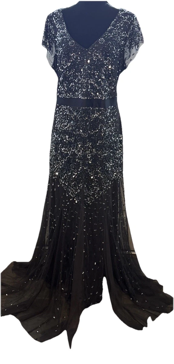 plus size adrianna papell beaded dresses Adrianna Papell Plus Size Jersey Beaded Long Sleeveless Dress main image 1