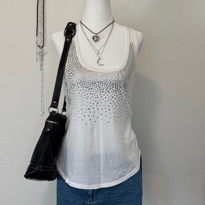 Y2k white tank with silver sequins tank