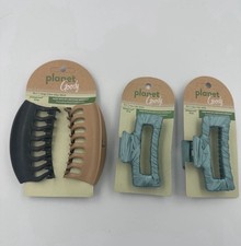 Planet Goody Sustainable Claw Clips 4 Count, 1 black, 1 brown, 2 blue/green