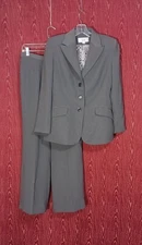LE SUIT 2 Piece Gray Collared Long Sleeve Button Women's Sz 4P