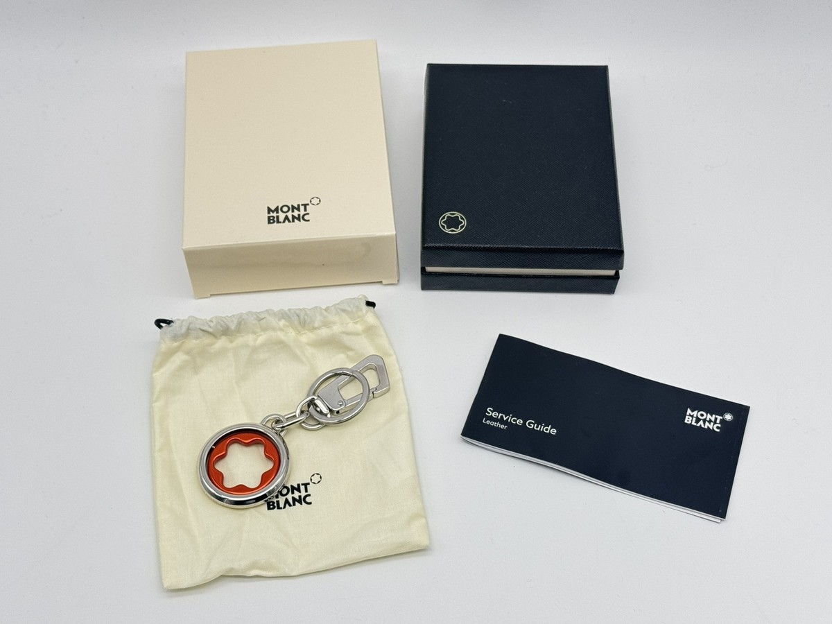MONTBLANC SPINNING EMBLEM ORANGE SILVER KEY FOB KEYCHAIN NEW 100