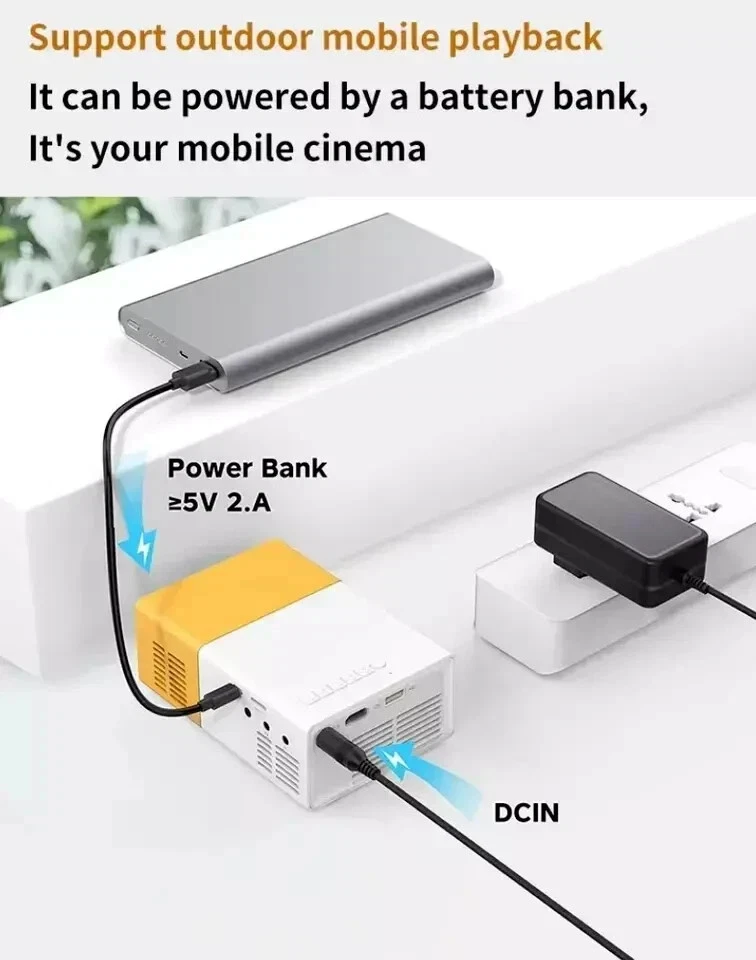 Mini PROIETTORE LED Portatile HD VIDEOPROIETTORE Home Cinema TV VGA/USB/SD/AV ✅ - Immagine 3 di 4