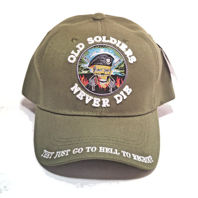 Old Soldiers Never Die Embroidered OD Green Acrylic Baseball Cap