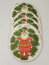 14 unused vintage SANTA CLAUS paper coasters, with plastic backing. Display/use