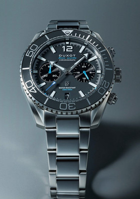 Duxot Tiburon Meca Quartz Chrono.  DX-2062-11, Grey & Light Blue, 2 Free Straps