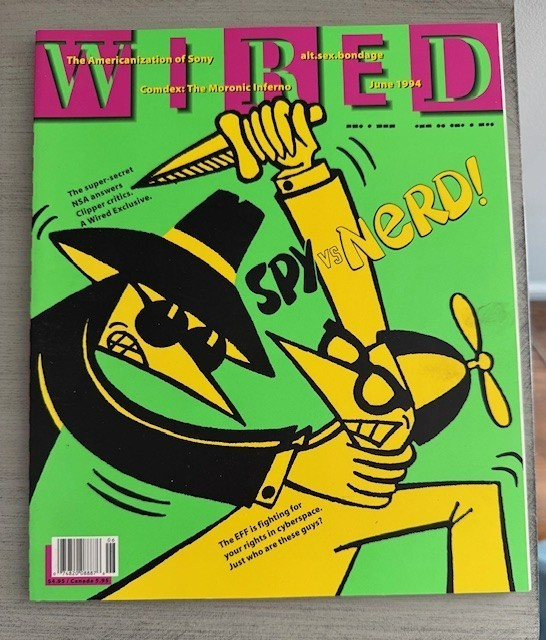 Vintage Wired Magazine June 1994 Spy vs Nerd Issue Tech History EFF NSA Comic Ar