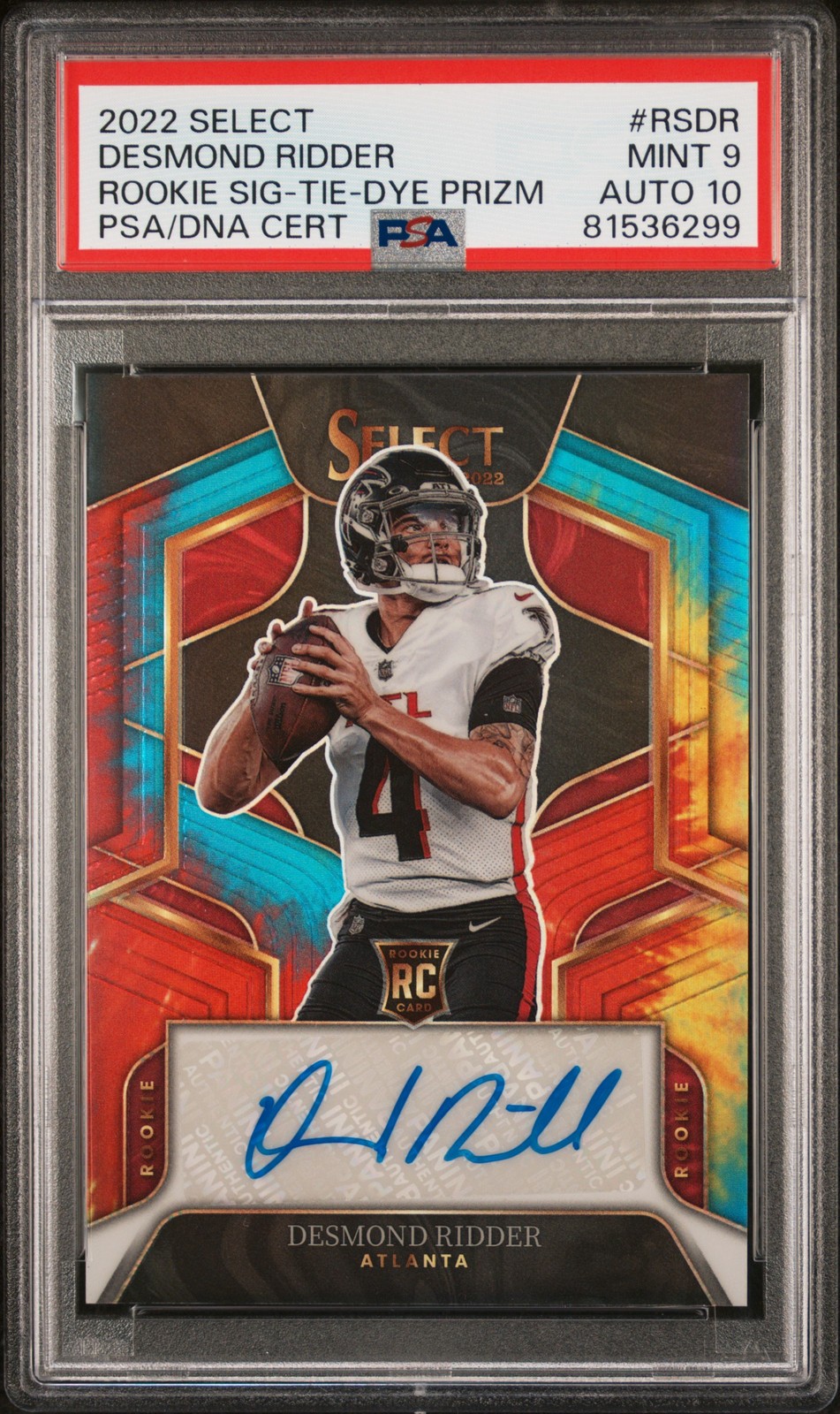 Desmond Ridder Panini Select Rookie Signatures #RSDR Tie-Dye Prizm
