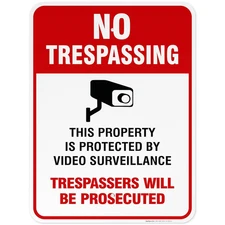 Video Surveillance No Trespassing Sign, CCTV Security Camera, 18X24 Inches, 3M E