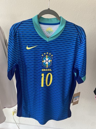 Nike Brazil Away Soccer Blue and Yellow Neymar Jr. Men's Jersey. #10 - Picture 8 of 9