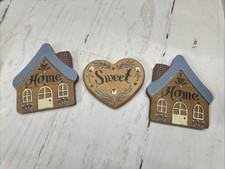 Vintage 1980s Home Sweet Home 3 Piece Wooden Wall Decor Set Country Cottage Core