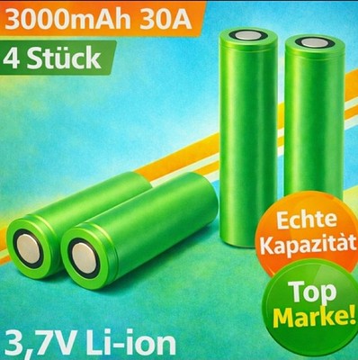 4 Akkuzelle 3,7V 3000mA Hochleistungs 30А für  DIY-Projekte E-Zi 17,5х66mm