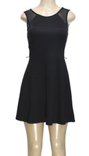 Vintage Guess Black Fit & Flare Mini Dress Sleeveless Sheer Stretch Size S