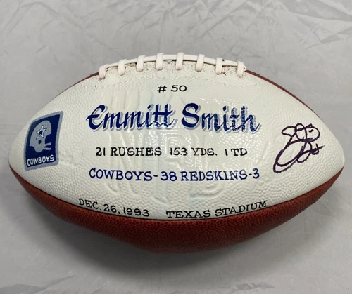 Emmitt Smith Autographed Game-Used Football Rushing TD #50 - Dallas Cowboys