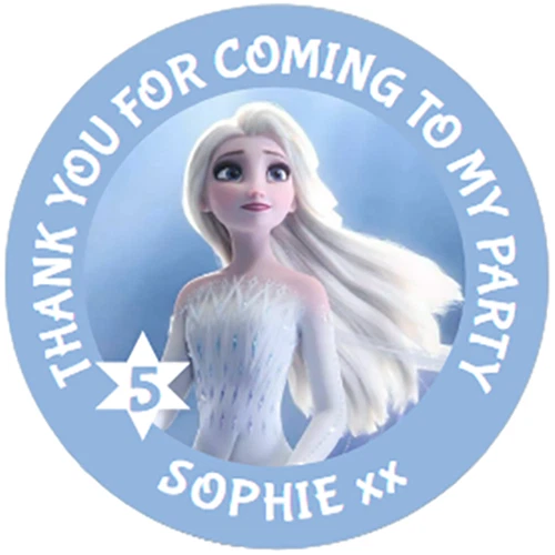 48 Personalised Party Bag Stickers ELSA FROZEN Sweet Bag Seals 40mm Cone Labels