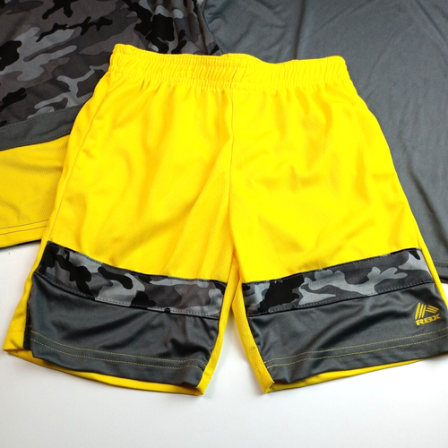 RBX Boys 3 Piece Set - 2 -Shirts & 1 Shorts Size 5/6 Yellow and Gray Camouflage - Picture 4 of 6