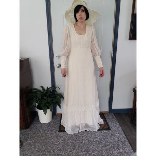 70s/80s Prairie Wedding Dress and Hat