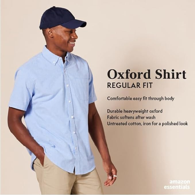 NWT XL Amazon white Regular-Fit Short-Sleeve Pocket Oxford Shirt