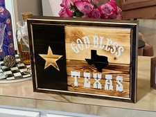 Rustic Handmade Wooden Texas Flag 12"x16" Subdued Black and White Art Piece.