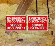 Emergency Disconnect Service Disconnect Sticker Decal Electrician 4.5"- 2 for 1