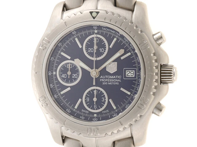 Tag Heuer Link Chronograph Ct2110.Ba0550 Quartz SS Blue Watch eBay