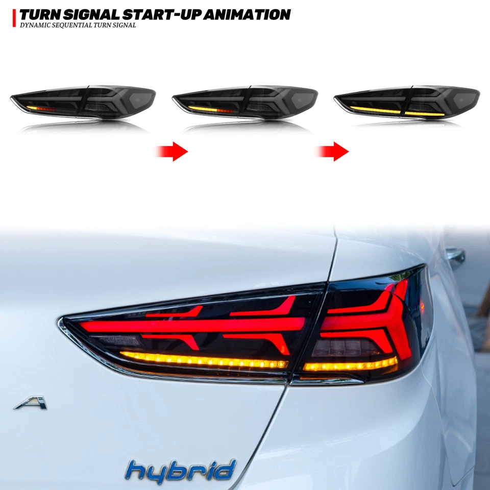 Luces traseras LED para Hyundai Sonata 2018 2019 luces traseras secuenciales negras Foto 4 de 4
