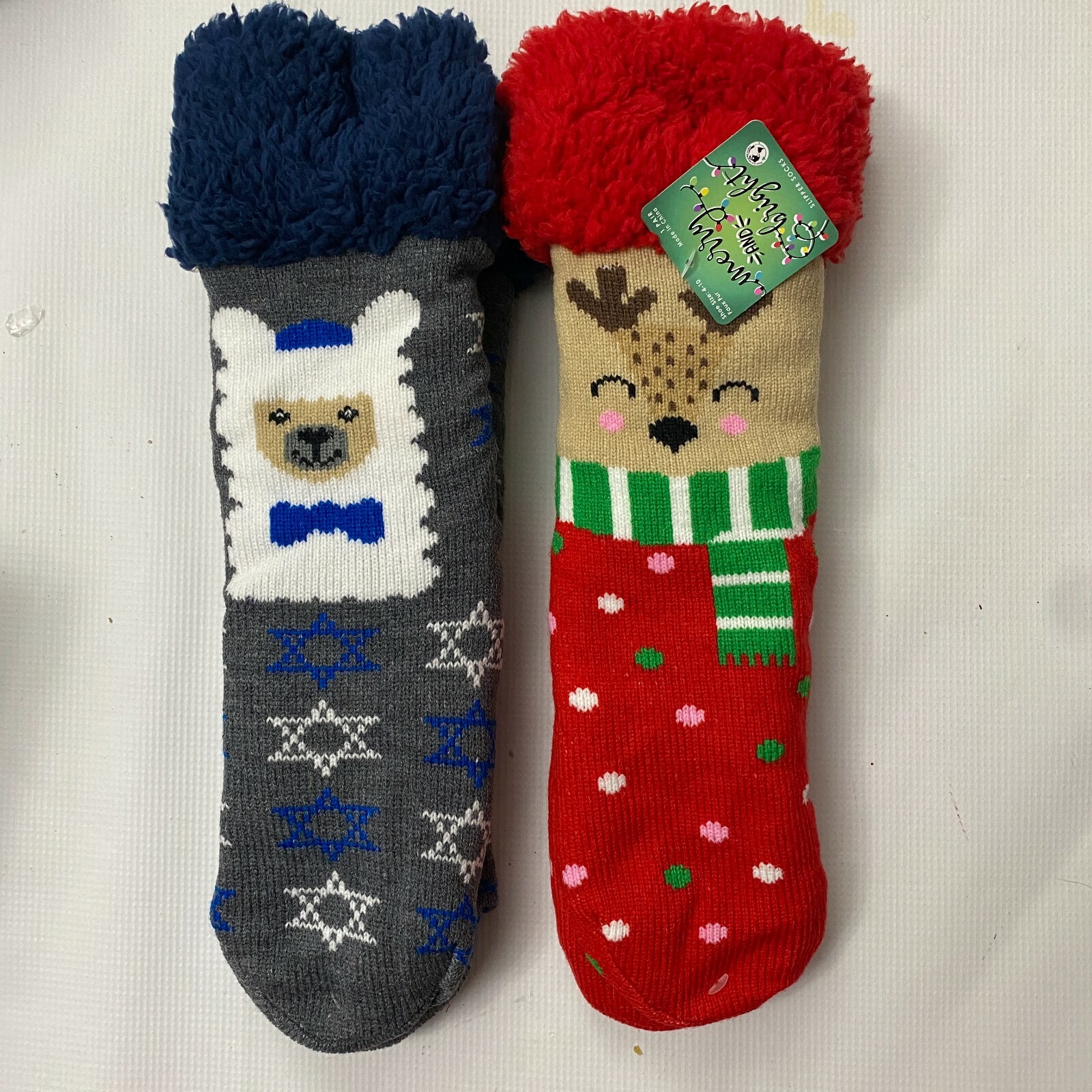 SAOLA Calzino ciabatta cabina renna o agnello taglia 4 10 sherpa pile suola presa natalizia