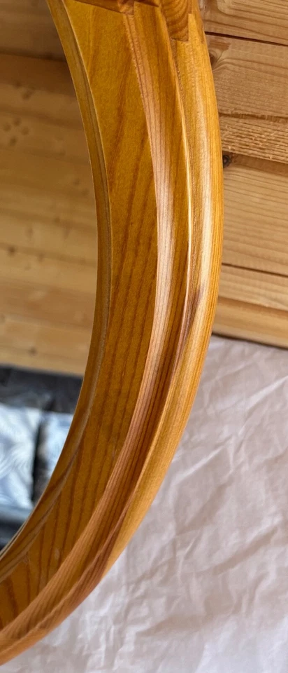 Vintage Pine Oval Wall Mirror 1960's  19.7'' x 15.5'' - Image 3 of 4