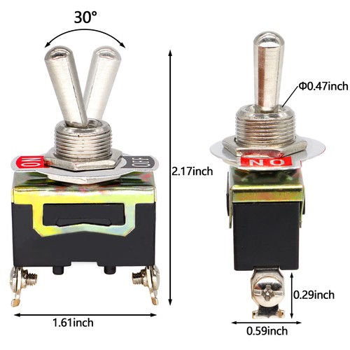 5X interruptor de desplazamiento de palanca de alta resistencia 20A 125V 15A 250V SPST 2 terminales ENCENDIDO APAGADO coche - Imagen 2 de 6