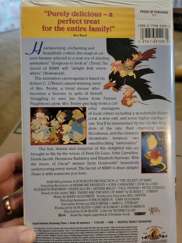The Secret of NIMH (VHS, 1994, Family Entertainment Clam Shell) - Bild 2 von 3