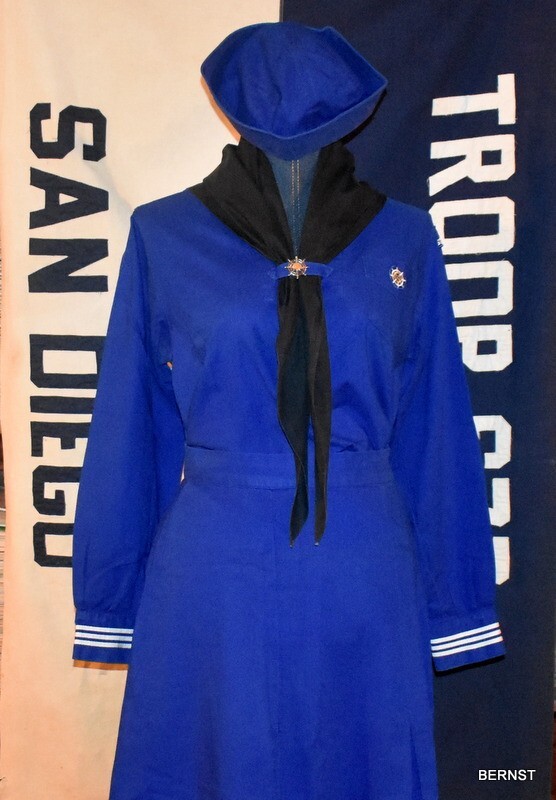 GIRL SCOUT MARINER SCOUT UNIFORM BLOUSE, SKIRT, NECKERCHIEF, HAT
