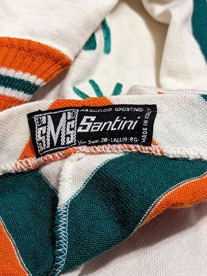 Camiseta deportiva de ciclismo Supermercati Brianzoli SANTINI de colección - talla 4 - Italia verde naranja  Foto 4 de 4