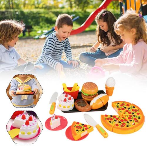 Hamburgers and Pizza Cutting Toys Set Pretend Play Kids Kitchen R3G7