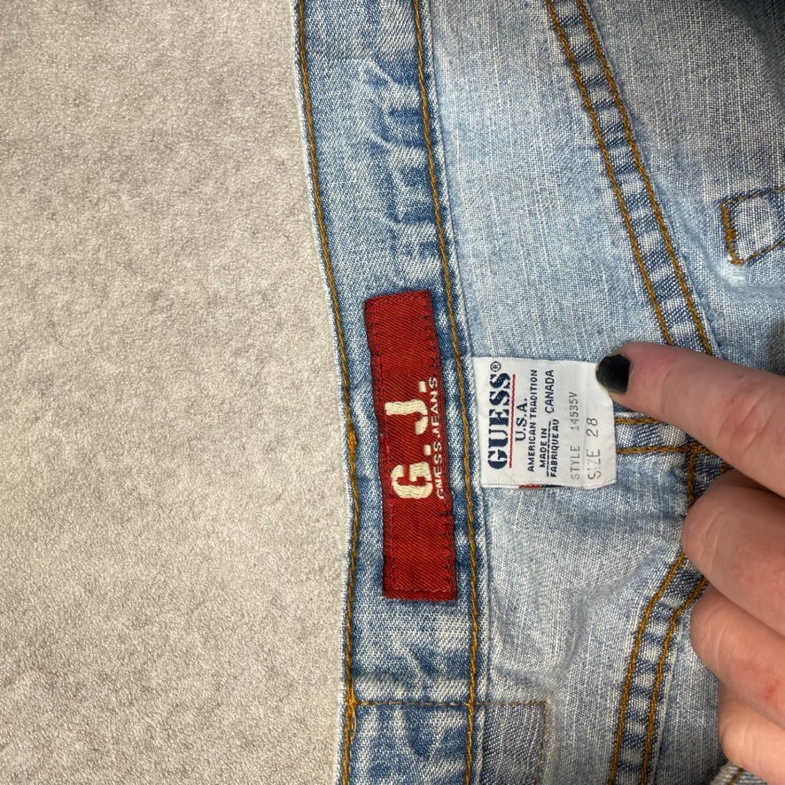 Guess Jeans Denim Skirt Womens Jorts USA Baggy Y2K Vintage, Blue 28" image 6