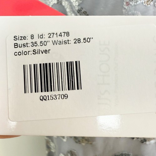 JJ's House Sheath Off the Shoulder Floor Length Evening Dress Silver Size 8, New - Picture 7 of 13