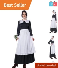 Classic Black and White Pilgrim Woman Costume - X-Large Size with Accessories