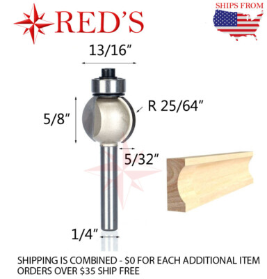 Tideway PRO LC15041004 5/8'' Long 25/64'' RAD Edge Flute 1/4'' shank router bit